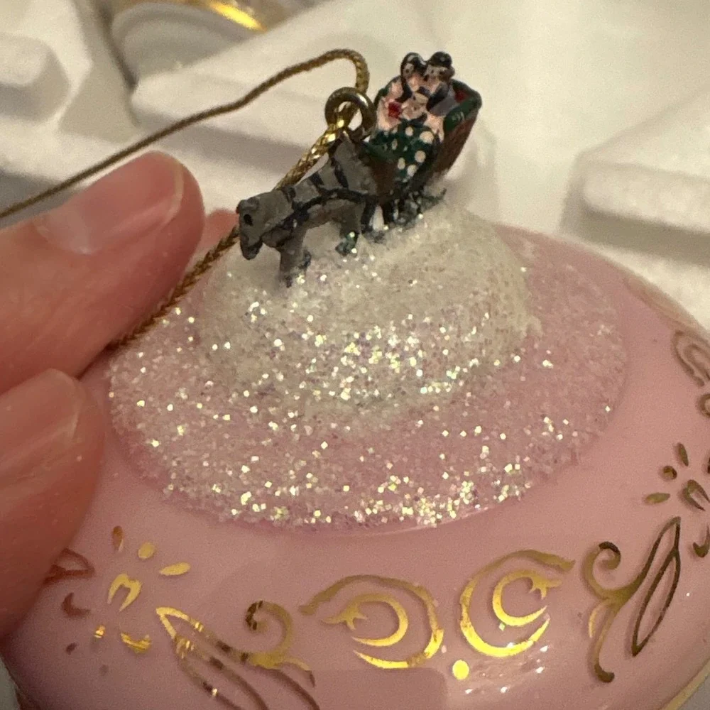 Bradford Editions Thomas Kinkade Christmas Ornaments‎ 3 Winter Village Sleigh
